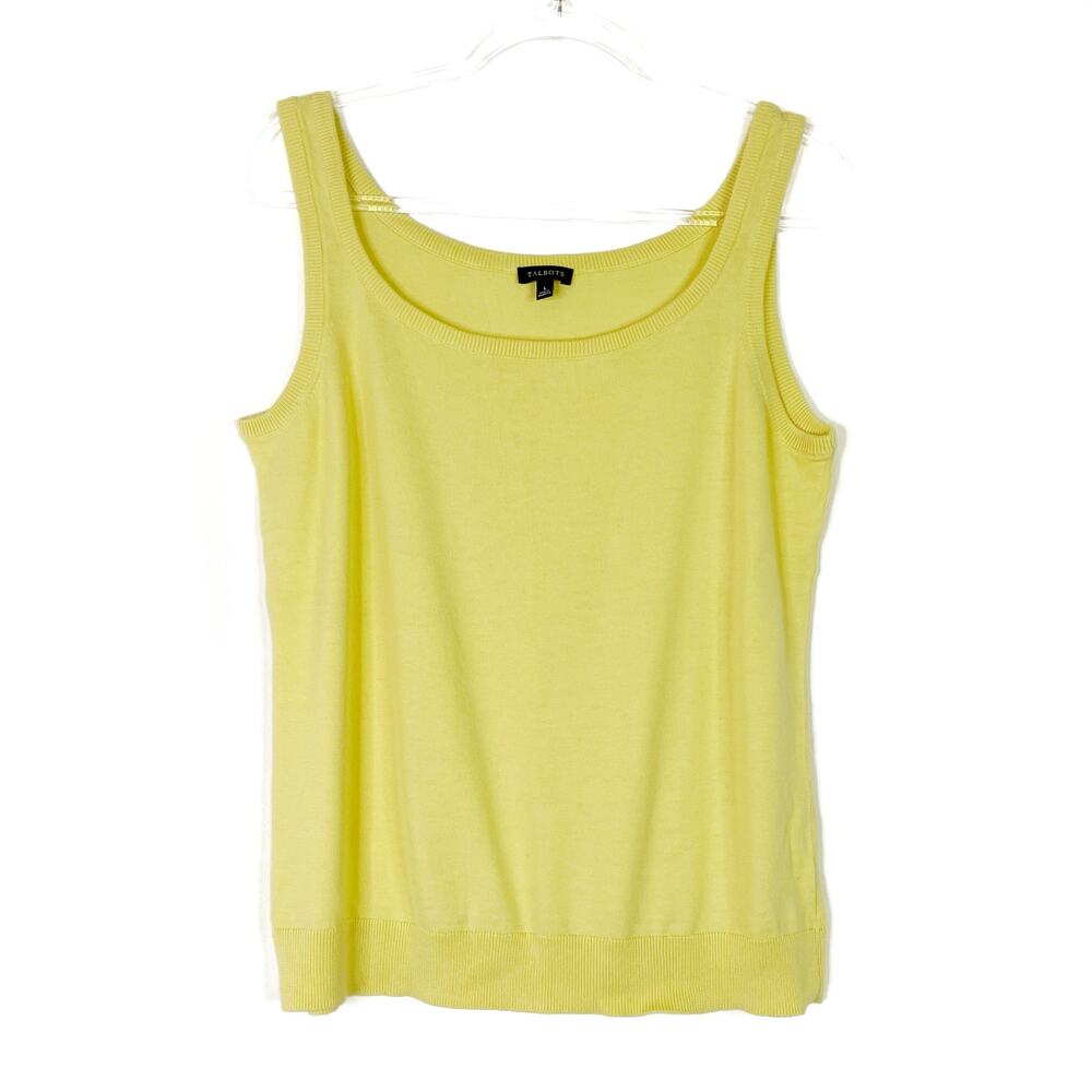Talbots | Yellow Knit Tank Top Cotton Rayon Scoop Neck Womens Large
